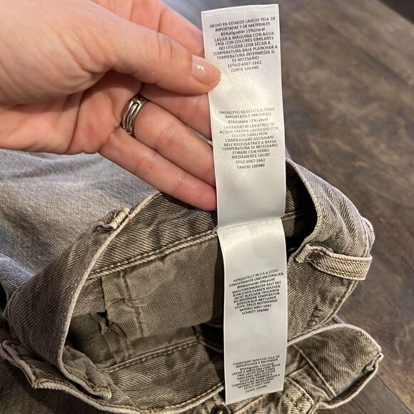 Current Elliott The Boyfriend Short Distressed Denim Olive Green Gray - Picture 10 of 12